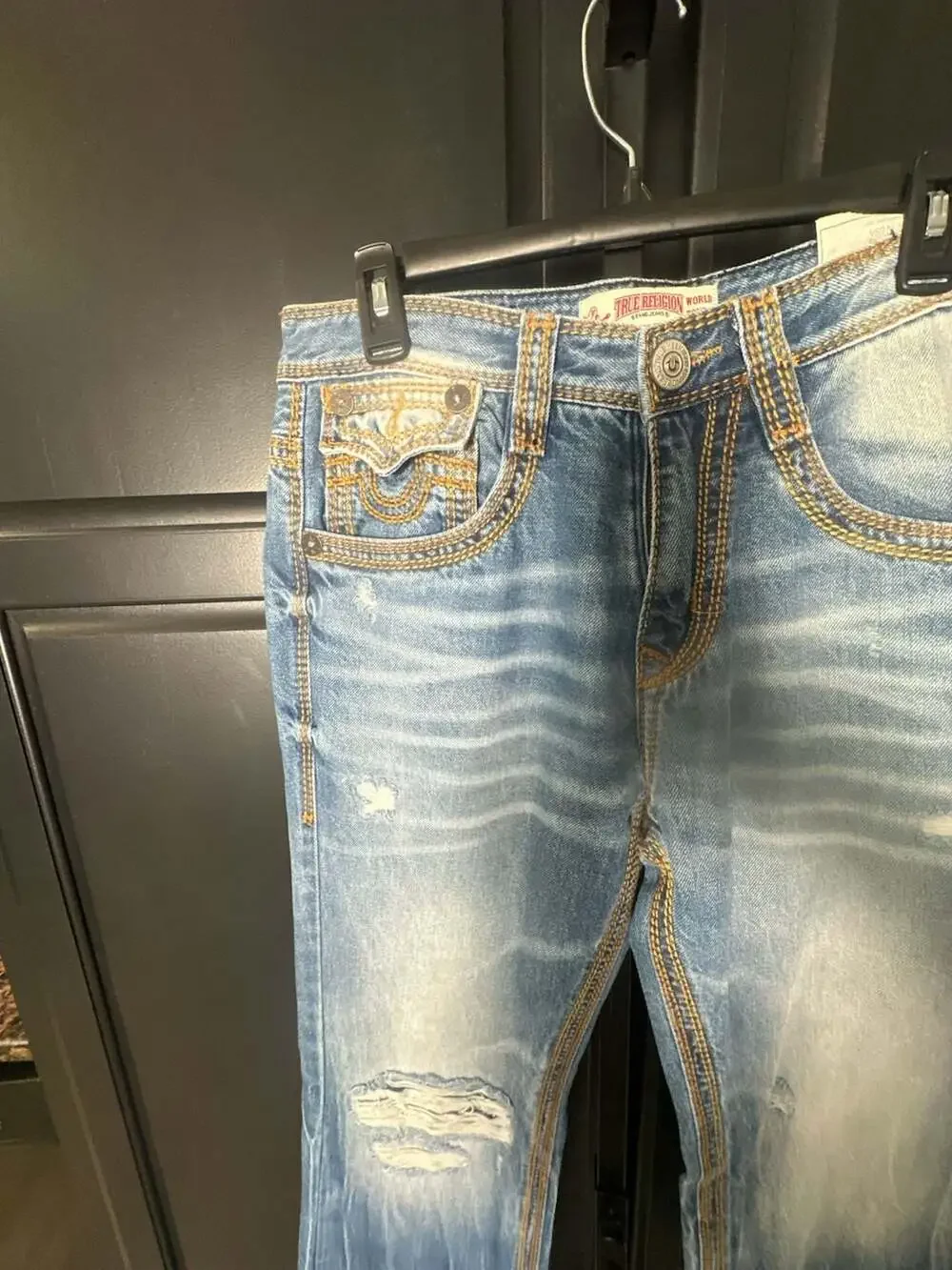 True Religion World Tour Distressed Jeans 32x34 #441